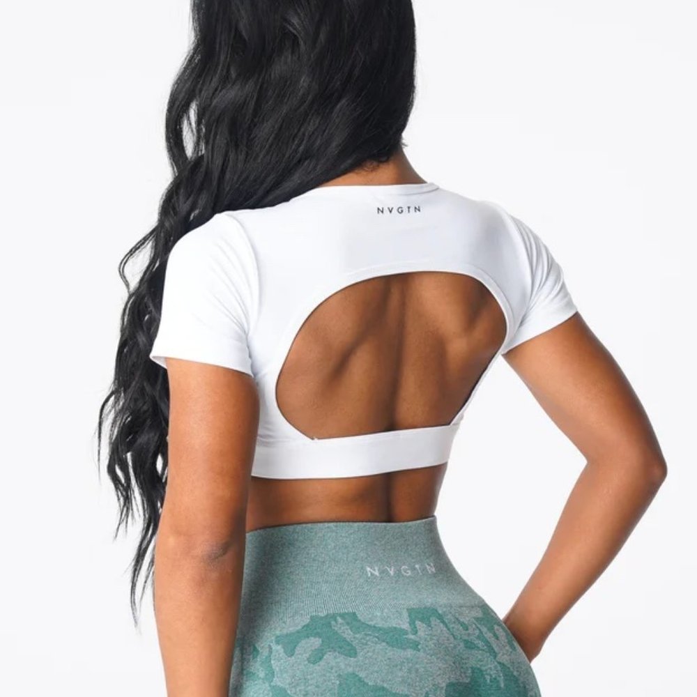NVGTN white open back tee